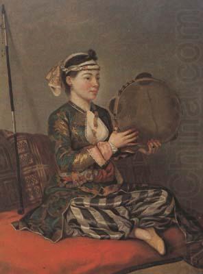 Jean-Etienne Liotard Turkish Woman with a Tambourine (mk08) china oil painting image